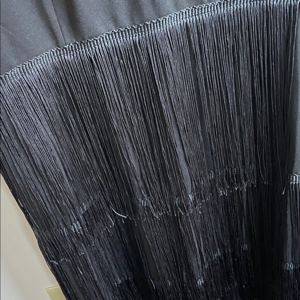 SHEIN Black V-Neck Fringe Side Zip Midi Dress 3XL - Picture 4 of 7